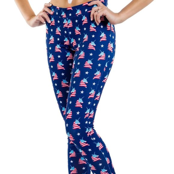 TIPSY ELVES | Patriotic United Unicorn Leggings USA Flag July 4th America - Picture 2 of 6